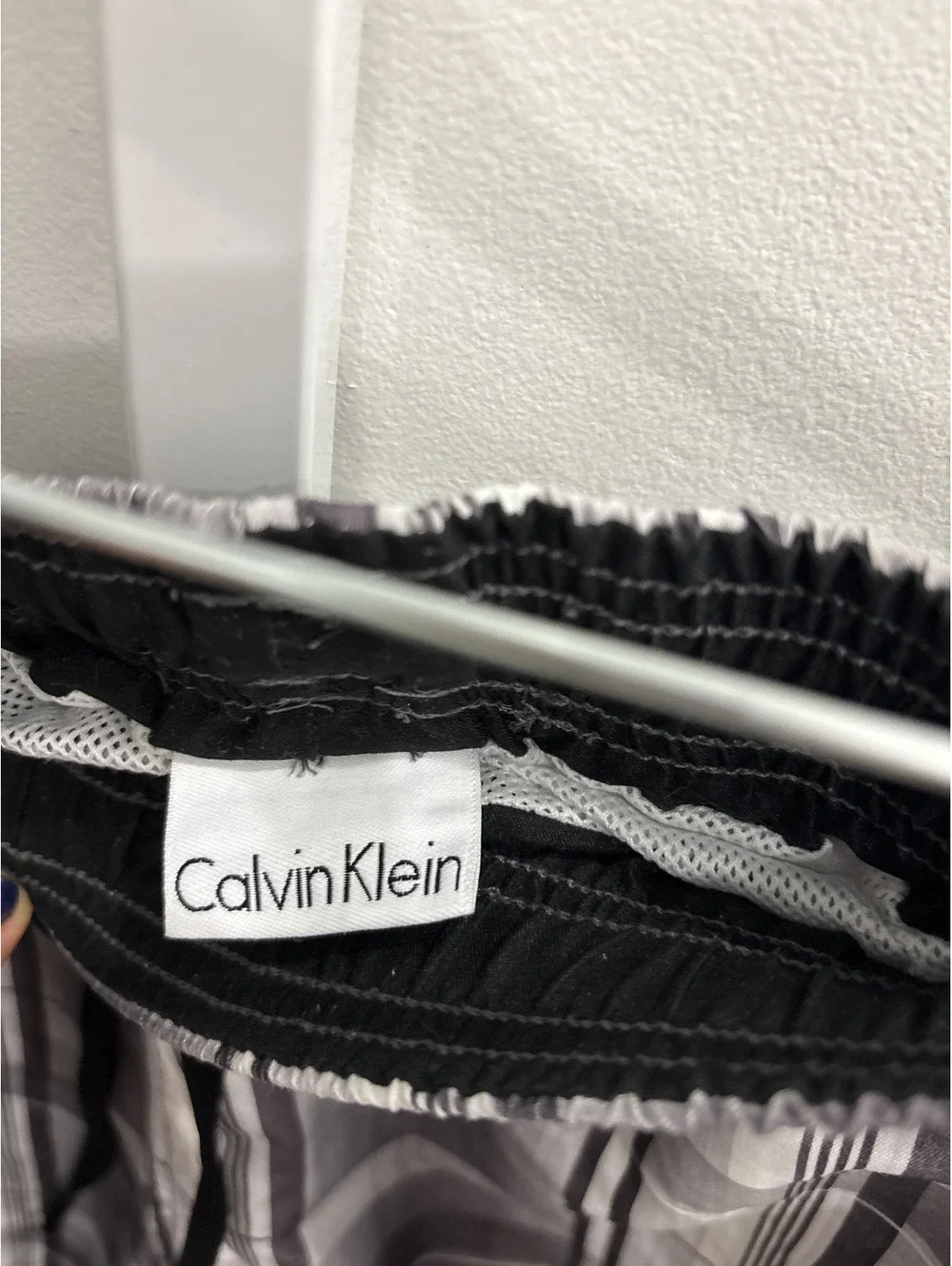 Calvin Klein Men's Gray Plaid Swim Trunks